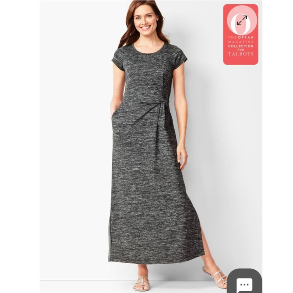 Women's Talbots Black & White Heathered Maxi‎ Dress 2XP